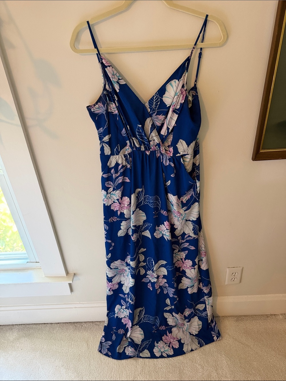 Yumi Kim Blue Floral Print Dress with Pink Accents
